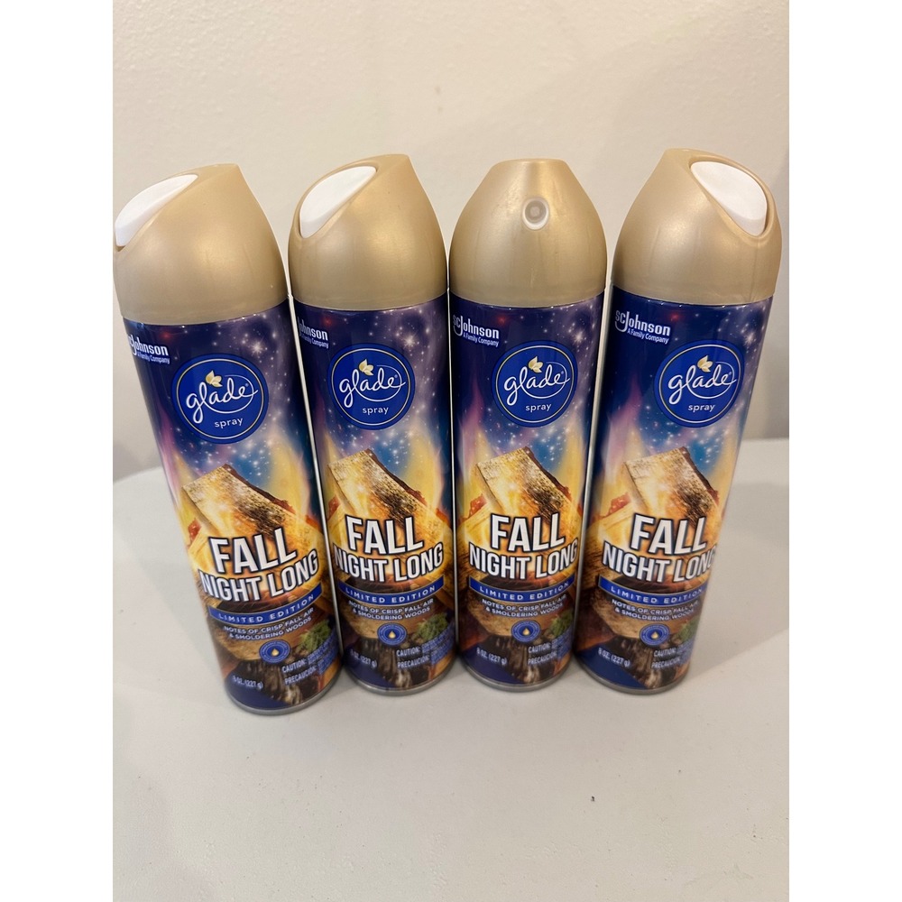Glade Fall Night Long Limited Edition Air Freshener Spray 8oz Lot of 4